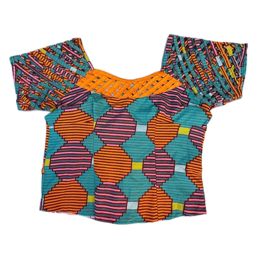 Dashiki African Ankara Anningtex Colorful Womans Blouse Green Orange Wax Shirt